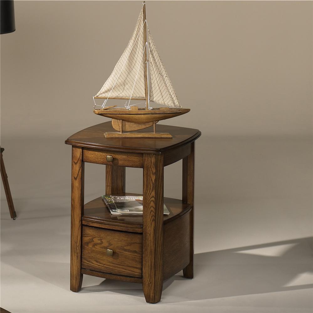 Transitional Chairside Table with Pull-Out Tray by Hammary | Wolf and